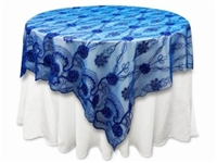 72"x72" Fashionista Table Overlays - Royal Blue Lace Netting