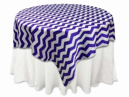 72"x72" Jazzed Up Chevron Table Overlays - White / Purple