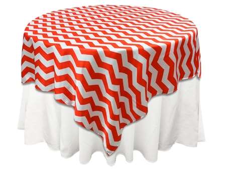 72"x72" Jazzed Up Chevron Table Overlays - White / Red