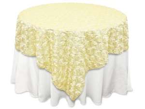 72"x72" COUTURE Rosettes in Lace Overlay - Ivory