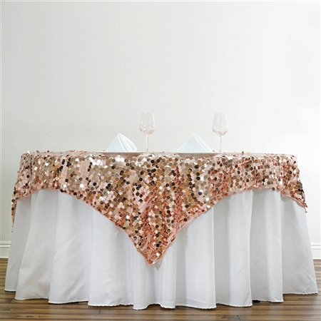 72" Premium Big Payette Sequin Overlay For Party Table - Blush