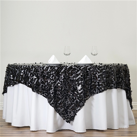 72" Premium Big Payette Sequin Overlay For Party Table - Black