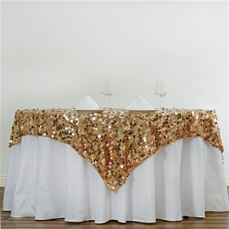 72" Premium Big Payette Sequin Overlay For Party Table - Gold