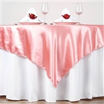 72" Rose Quartz Wholesale Satin Square Overlay For Wedding Catering Party Table