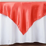 72" Coral Wholesale Satin Square Overlay For Wedding Catering Party Table