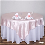 72" Blush Wholesale Satin Square Overlay For Wedding Catering Party Table