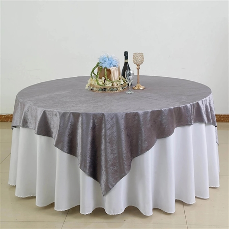 72" x 72" Econoline Velvet Table Overlay - Charcoal Gray