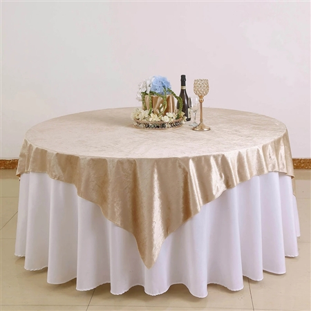 72" x 72" Econoline Velvet Table Overlay - Champagne