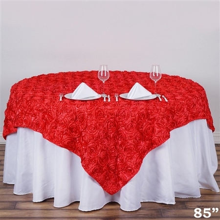 85"x85" Grandiose Rosette Table Overlays - Coral