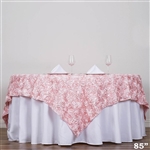 85"x85" Grandiose Rosette Table Overlays - Rose Gold/Blush