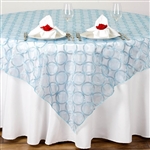 85x85" Wedding Serenity Blue Organza Overlay with Sequin Circle Designs