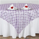 85x85" Wedding Lavender Organza Overlay with Sequin Circle Designs