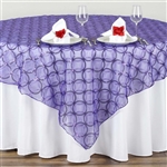 85x85" Wedding Purple Organza Overlay with Sequin Circle Designs