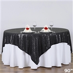 90"x90" Grand Duchess Sequin Table Overlays - Black