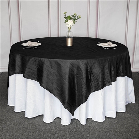90"x 90" Black Accordion Crinkle Taffeta Square Tablecloth
