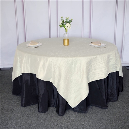 90"x 90" Ivory Accordion Crinkle Taffeta Square Tablecloth