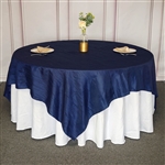 90"x 90" Navy Blue Accordion Crinkle Taffeta Square Tablecloth