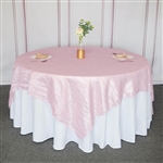 90"x 90" Pink Accordion Crinkle Taffeta Square Tablecloth