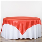 90" Coral Seamless Satin Square Tablecloth Overlay