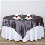 90" Charcoal Gray Seamless Satin Square Tablecloth Overlay