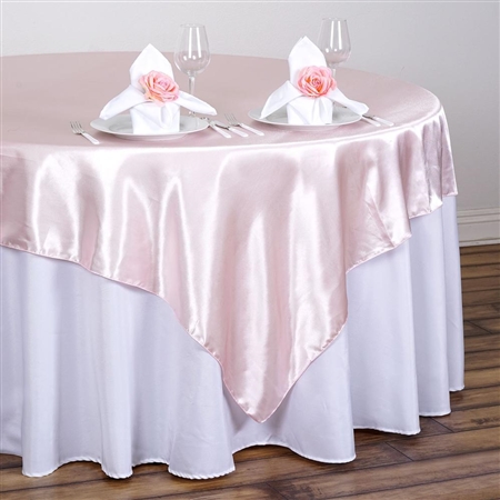 90" Rose Gold Seamless Satin Square Tablecloth Overlay
