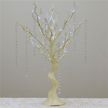 VOGUE 30" Tall Glittered Manzanita Tree with LED lights - White