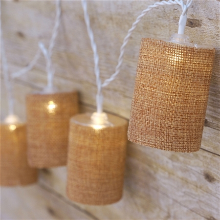 LED Burlap Barrel Fairy Lights