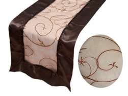 Embroidered Table Runner - Chocolate
