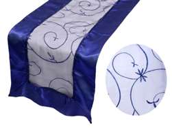 Embroidered Table Runner - Navy