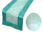 Embroidered Table Runner - Turquoise