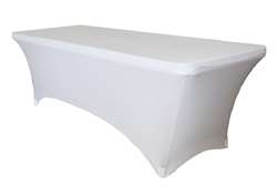 8 Ft Rectangular Spandex Table Cover - White