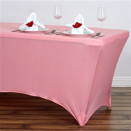 6FT Rectangular Spandex Table Cover - Rose Quartz