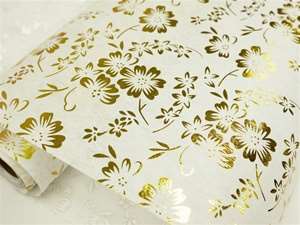 A Flower Escape Non-Woven Fabric Bolt Gold/White 19"x10Yards