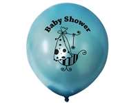 12" Metallic Latex Balloons- Happy Baby Boy-25/pk