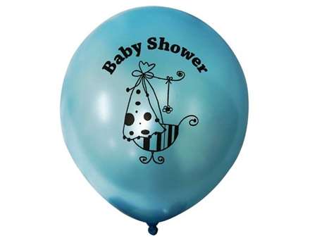 12" Metallic Latex Balloons- Happy Baby Boy-25/pk