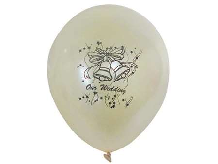 12" Metallic Latex Balloons- Happy Marriage-25/pk