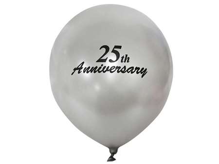 12" Metallic Latex Balloons- Happy 25th Anniversary-25/pk