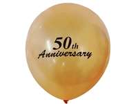 12" Metallic Latex Balloons- Happy 50th Anniversary-25/pk