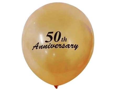 12" Metallic Latex Balloons- Happy 50th Anniversary-25/pk