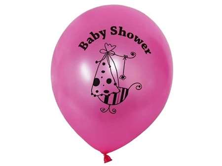 12" Metallic Latex Balloons- Happy Baby Girl-25/pk