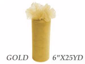 6"x25yd Tulle Rolls - Gold