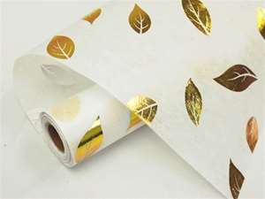 PROSPERITY LEAFS Non-Woven Fabric Bolt Gold/White 19"x10Yards
