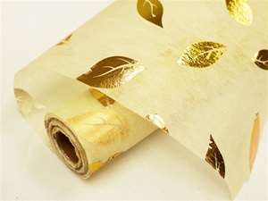 PROSPERITY LEAFS Non-Woven Fabric Bolt Gold/Ivory 19"x10Yards