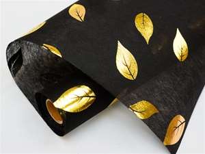 PROSPERITY LEAFS Non-Woven Fabric Bolt Gold/Black 19"x10Yards