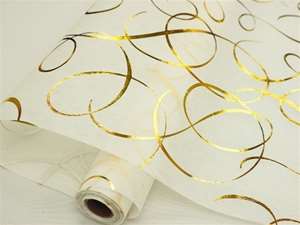 DANCING LINES Non-Woven Fabric Bolt Gold/White 19"x10Yards