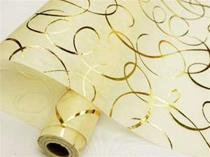 DANCING LINES Non-Woven Fabric Bolt Gold/Ivory 19"x10Yards