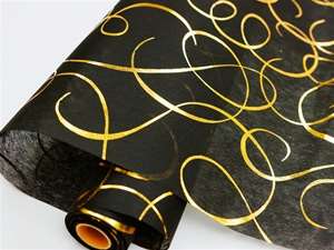 DANCING LINES Non-Woven Fabric Bolt Gold/Black 19"x10Yards