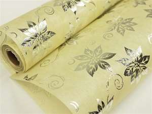 Poinsettia-Style Non-Woven Fabric Bolt Silver/Ivory 19"x10Yards