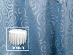 Rental Metallic Scroll 120” Round Tablecloth