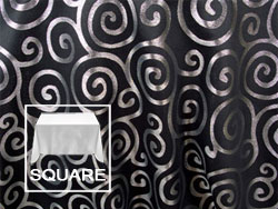 Rental Metallic Scroll 90” x 90” Square Tablecloth